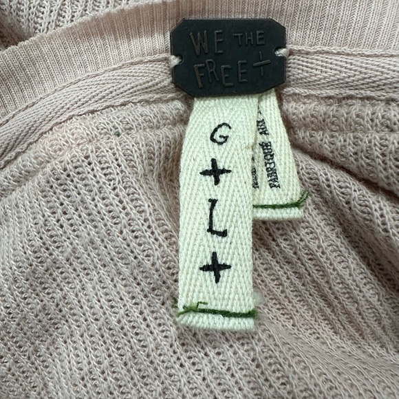 We The Free Free People Thermal Waffle Knit Embroidery Longsleeve Top Sz L - Picture 7 of 7